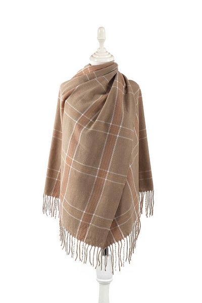 Bursa İpek Milk Coffee Patterned Winter Shawl
