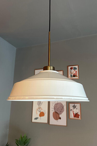 Bamyum Carmelo Beyaz Tekli Avize Eskitme İnce Başlık Retro Sarkıt Lamba Resto...