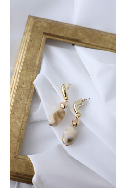 LUNA ACCESSORIES Gold Natural Stone Look Earrings