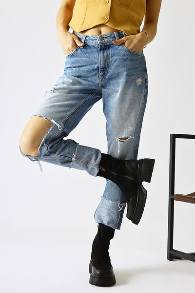 Limoya Juna Black Suede Skin Leather Detailed Socks, Stretch γυναικείες μπότες, γυναικείο μποτάκι