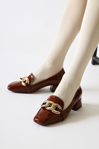 Limoya Fenna Burgundy Patent Leather Buckle Detailed Women's Casual Shoes