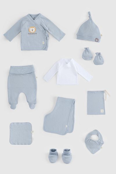 Little Gusto Organic Cotton 10-Piece Blue Hospital Exit Set