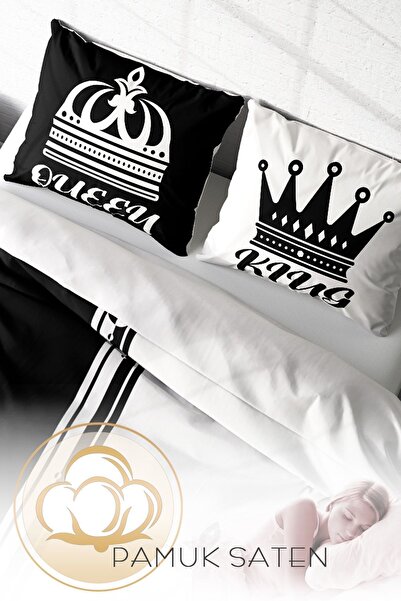 MonoHome Çift Kişilik Nevresim Takımı Özel Dokuma Pamuk Saten King-queen