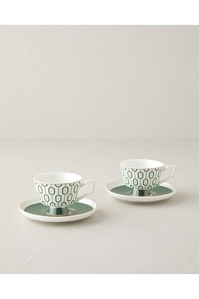 English Home Octavia New Bonem 4-Piece 2-Person Coffee Cup Set - 90 ml Dark Green