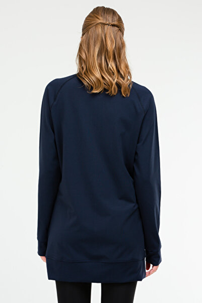 speedlife Navy Blue Micro Stand Collar Women's Tunic - Sc1086