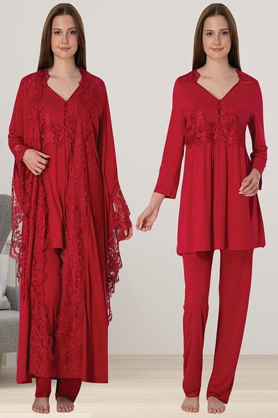 ByLohusa Effortt Cherry Maternity Pajama Set with Robe