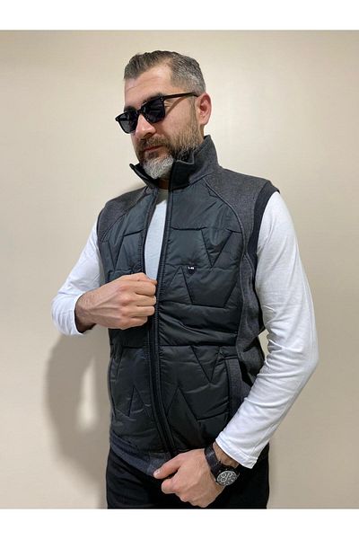 BENESSE Γιλέκο με φερμουάρ με ζιβάγκο με καπιτονέ μπροστά με τρεις κλωστές