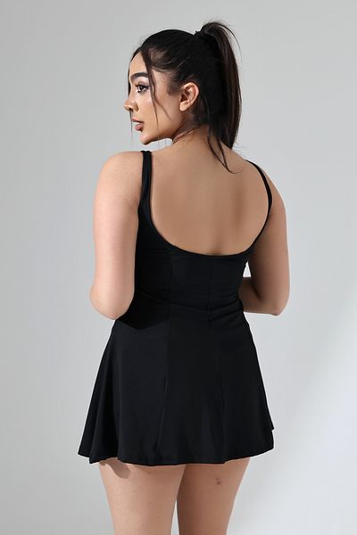 Zula Moda Women's Black Plain Dress Battal Swimsuit