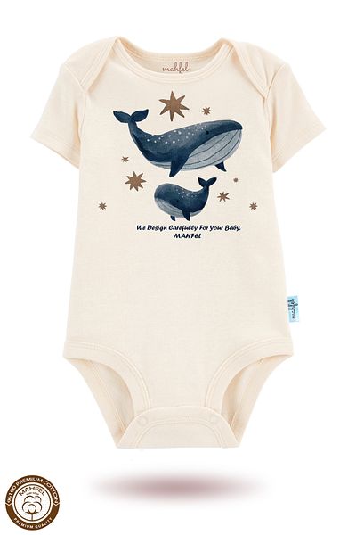 MAHFEL 2-Piece 100% Cotton Organic Printed Snap Fastener Baby Bodysuit