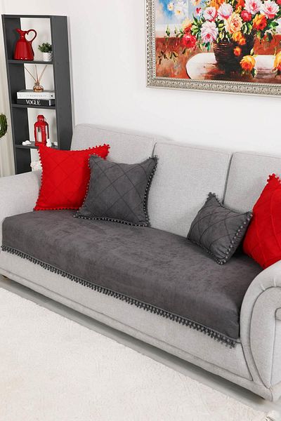 Aisha's Design غطاء أريكة بوم بوم مقاس 90x210 سم - KO-33