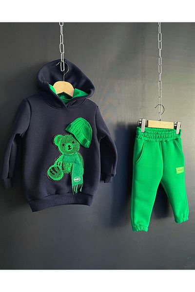 aynuraa Teddy Bear Embroidered 3 Thread Raised Tracksuit Set (Buy 1 Size Large)