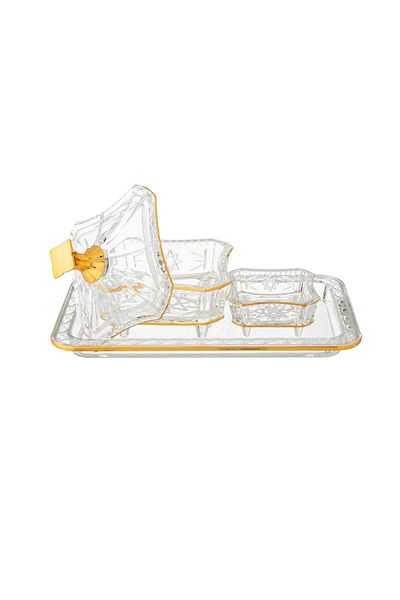 Dania 3-Piece Gold Acrylic Date Serving Set with Seed Plate