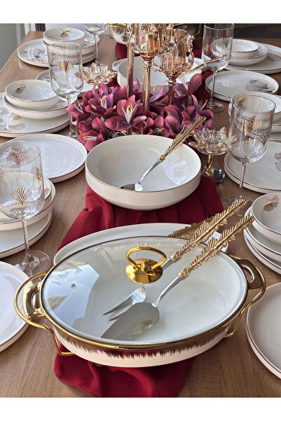 ROSSEV Yemek Takımı Modern Ginkgo 48 Parça 6 Kişilik