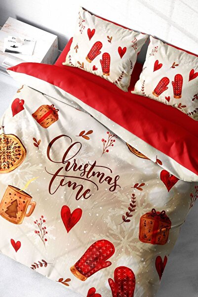 MonoHome New Year Duvet Cover Set 100% Natural Cotton Merry Christmas Double Glove