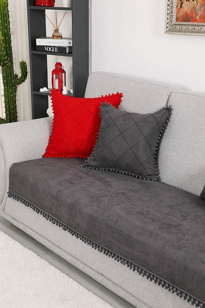 Aisha's Design غطاء أريكة بوم بوم مقاس 90x210 سم - KO-33