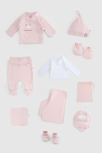 Little Gusto Organic Cotton Pink Hospital Discharge Set of 10