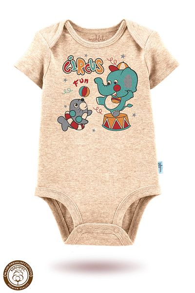 MAHFEL 2-Piece 100% Cotton Organic Printed Snap Fastener Baby Bodysuit