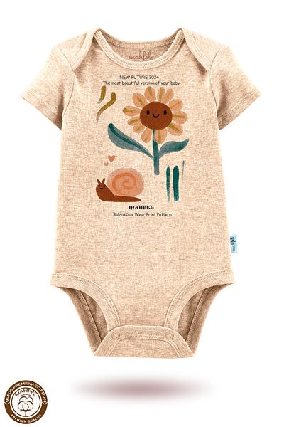 MAHFEL 2-Piece 100% Cotton Organic Printed Snap Fastener Baby Bodysuit