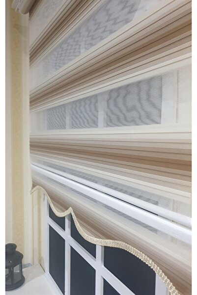 KORUTEKS Zebra Stor Plise Renk Geçişli Açık Kahve Etek Dilimli KT-483