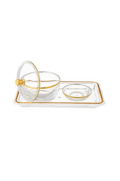 Dania 3-Piece Gold Acrylic Date Serving Set with Seed Plate