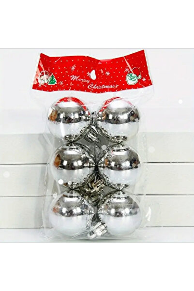 YILBAŞI SÜSÜ Klasik 6'lı Gümüş Paket Dekoratif Süsler - Parti, Yılbaşı, Yılba...