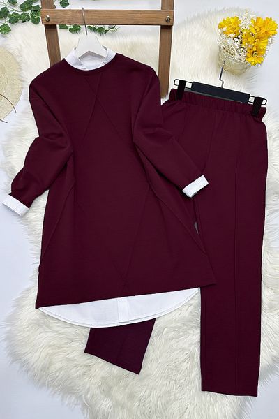 MODAQU Claret Red Grassed Crepe Σετ 2 τεμαχίων