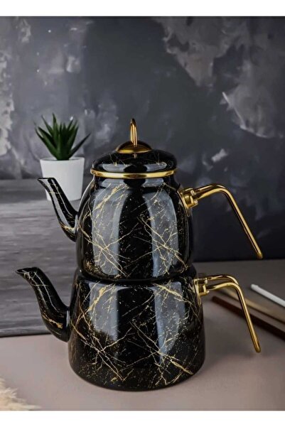 Paçi Elite Class Emaye Siyah Kırık Mermer Desenli Çaydanlık 200919