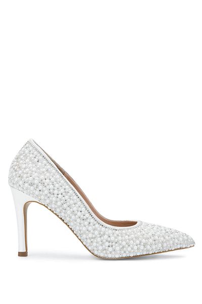 Tamer Tanca Women's Vegan White Mother of Pearl Heeled Shoes