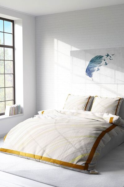 MonoHome Set lenjerie de pat din satin de bumbac dublu 3D Digital Marble White