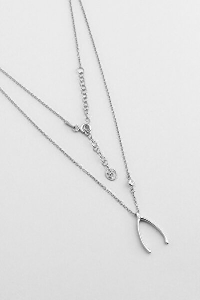 So CHIC... Lades Kemiği 18 Ayar Beyaz Altın Kaplama 46 Cm Gümüş Kolye