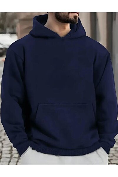 FİTGO Чорно-синя куртка-светр з капюшоном для чоловіків