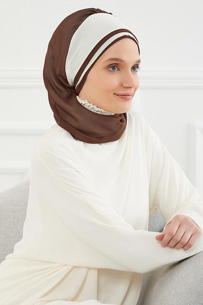 Aisha's Design عمامة شيفون جاهزة - لون مزدوج، موديل التصميم: ht-86