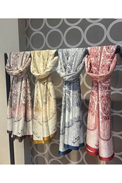 Merve Nayir Etnik Desenli Şal , Vual Ipek Etnik Desen Şallar Kırmızı