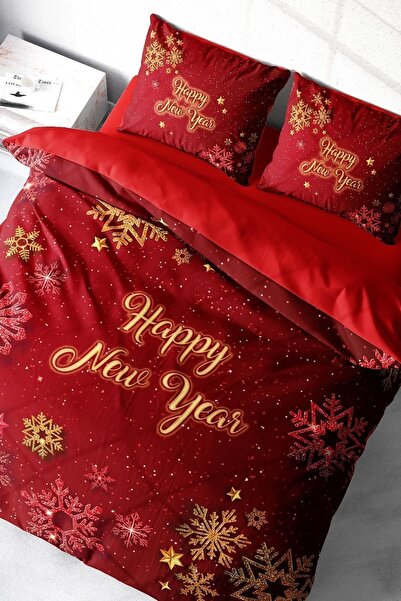 MonoHome New Year Duvet Cover Set 100% Natural Cotton Merry Christmas Double Crystal