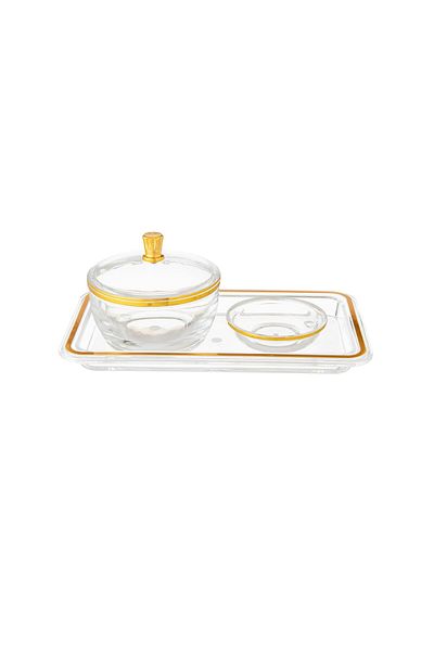 Dania 3-Piece Gold Acrylic Date Serving Set with Seed Plate