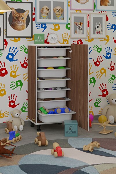 Kenzlife Sepetli Mutfak Dolabı Ruberukapak Cvz 098X45X30 Kapaklı Banyo Çamaşır Beyaz 7 Li Sepet