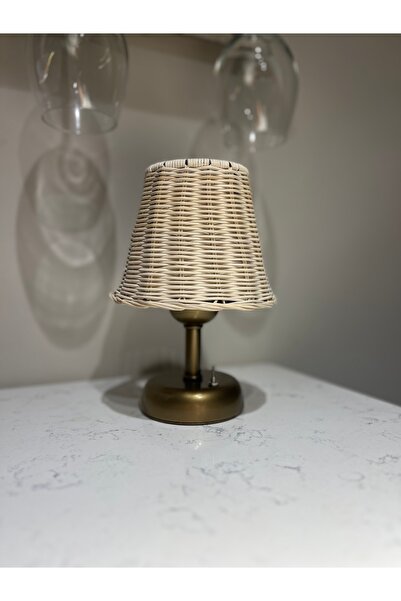 ATELİERNİSAN Rattan Mini Led Abajur Masa Üstü Aydınlatması