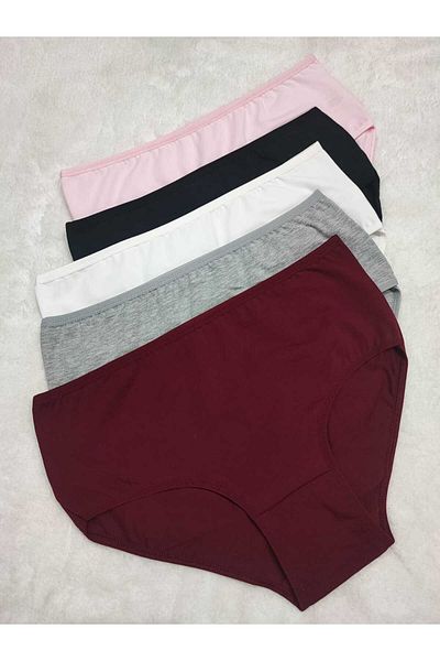 don & seza Women's High Waist Cotton Panties - Pack of 5 with Underwear Towel