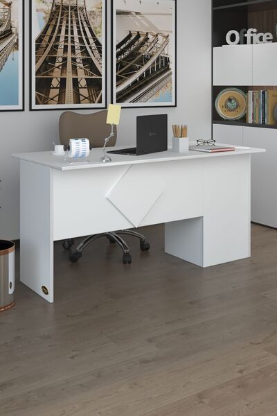 Kenzlife ofis masası yoko ono byz sol 75*110*60 kilitli kapaklı dolap eşkenar bilgisayar masası