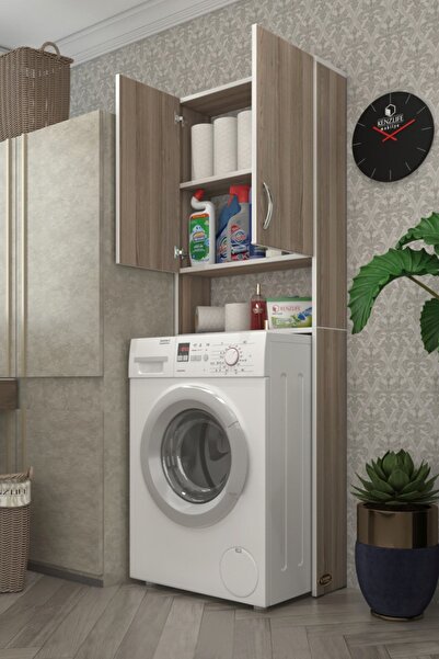 Kenzlife Çamaşır Makinesi Dolabı Veronika Crd 180*066*20 Banyo Çift Kapaklı A...