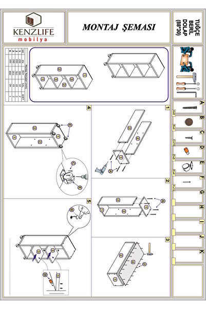 Kenzlife Kitaplık Beril 088*030*020 Byz Tekerlekli Mutfak Dolabı Banyo Ofis Ayakkabılık Kiler