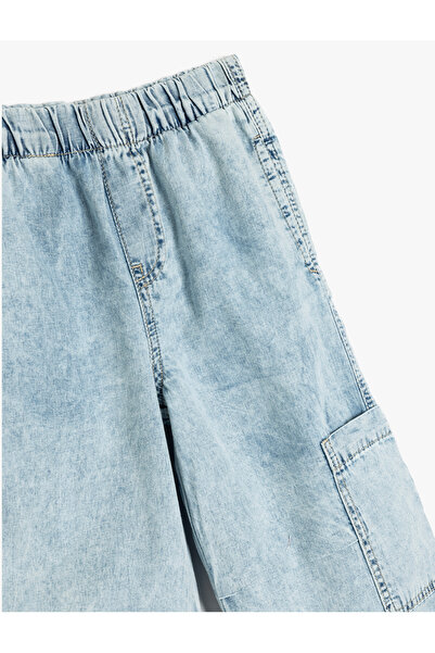 Koton Elasztikus derékú pamut ejtőernyős laza szabású farmer nadrág