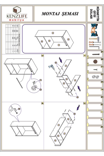 Kenzlife Giysi Dolabı Rüknettin 120*060*30 Byz Gardırop