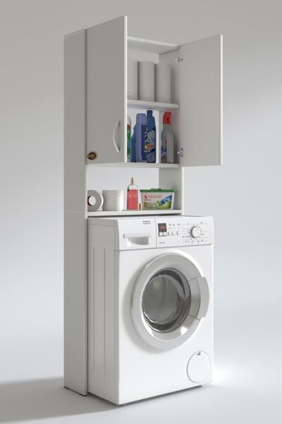 Kenzlife Çamaşır Makinesi Dolabı Veronika Byz 180*066*20 Banyo Çift Kapaklı Arkalıksız