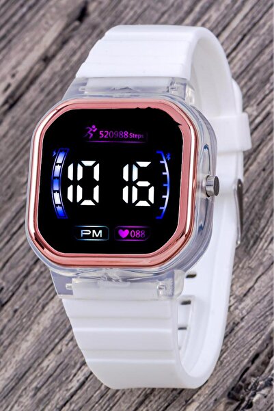 Pinkoli Tuşlu Yanıp Sönen Işıklı Led Çocuk Saati Beyaz (Akıllı Saat Değil) ST-304304