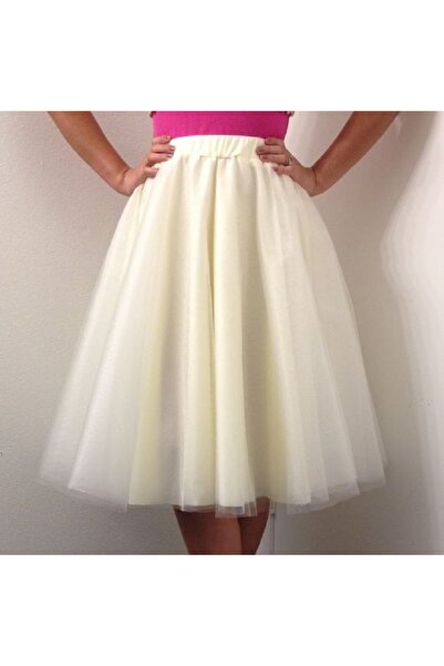 HSNLİFE Екрю Довжина 65 см 3 шари Спідниця Особливі дні Baby Shower День народження Весілля Спідниця
