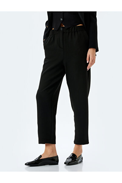 Koton Beli Lastikli Yüksek Bel Cepli Kumaş Pantolon