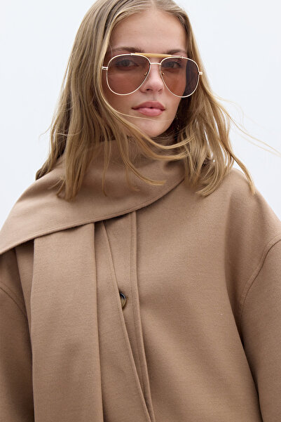 Manuka Παλτό Cameel Stamp - Σάλι γιακά