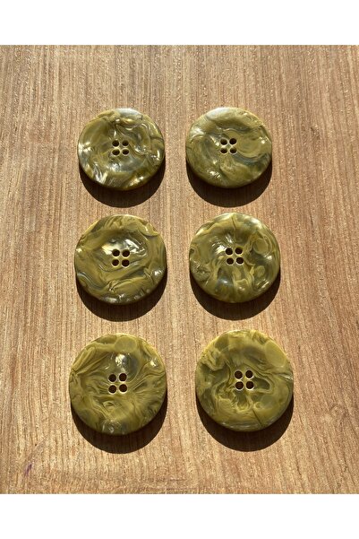 Alize Sedef görünümlü yeşil büyük boy ( 28 mm ) 6 adet düğme - yeşil kaban düğmesi - yeşil ceket düğmesi