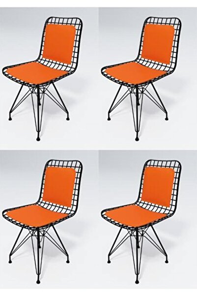 Kenzlife Knsz Kafes Tel Sandalyesi 4 Lü Mazlum Syhtrn Sırt Minderli Ofis Cafe...